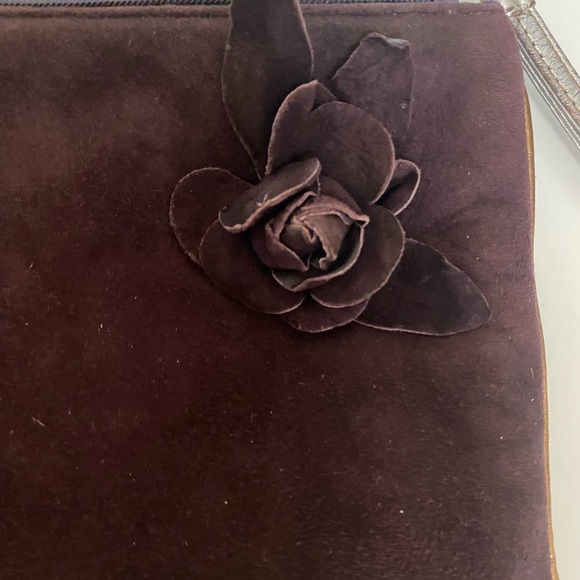 Burgundy suede leather wristlet - Picture 5 of 6